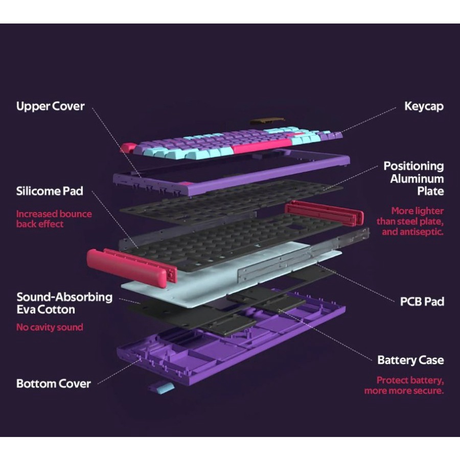 DUSTSILVER CYBERPUNK Cool Purple RGB Backlit Hot-swappable Keyboard