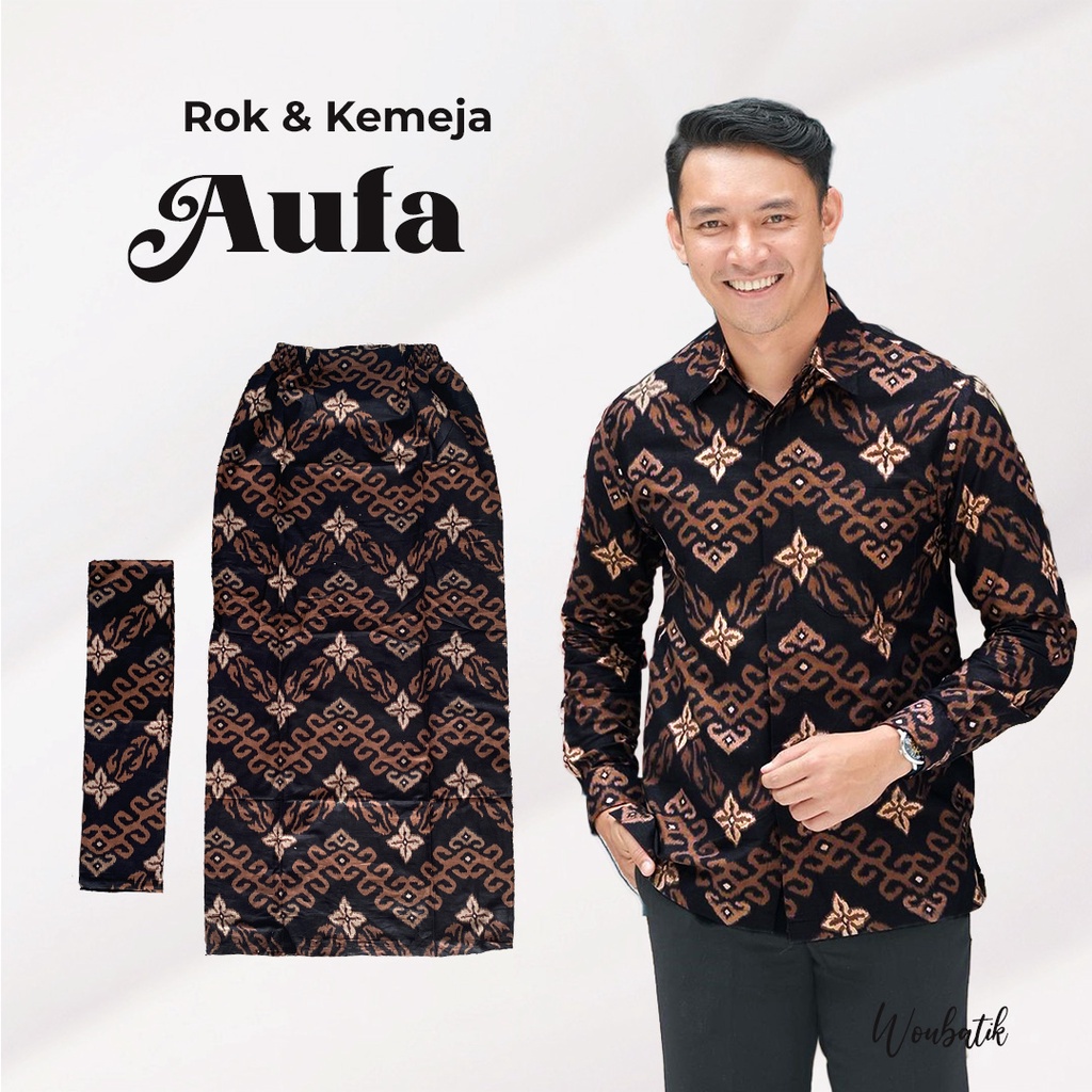 PROMO TERMURAH - KEMEJA PRIA DAN ROK BATIK KATUN PRIMA BAWAHAN KEBAYA PREMIUM FREE SELENDANG// KEMEJA BATIK LENGAN PANJANGA SLIMFIT ROK SPAN BATIK DETAIL BELAHAN KERUT PINGGANG