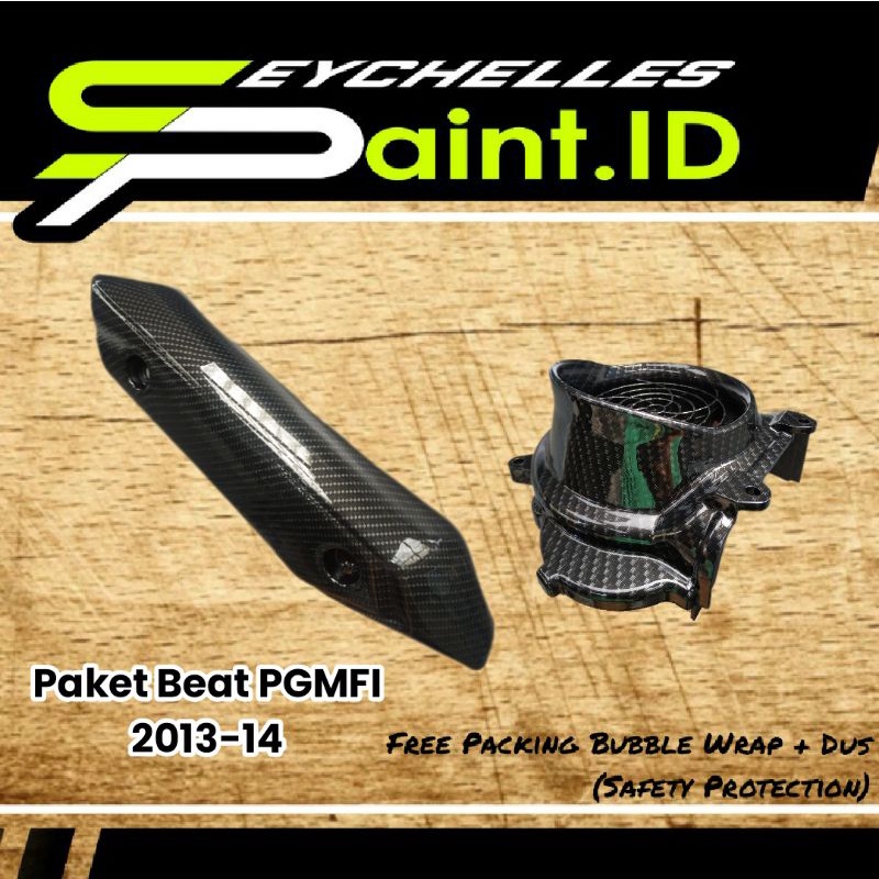 Paket Cover Carbon Beat PGMFI Tutup Knalpot Kipas Motif Kevlar