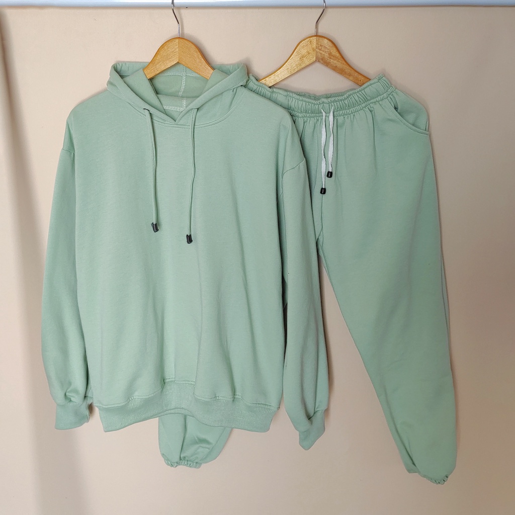 Set Hoodie Jogger Wanita Dan Pria - Setelan