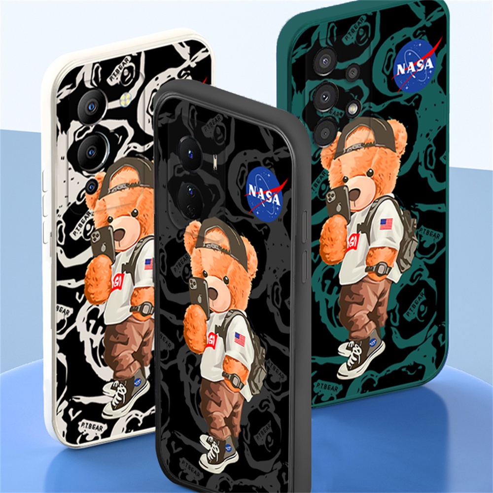 Oppo A17 A17k A57 2022 A15 A16 A16K A54 A53 A12 A5S A7 A3S A11k A31 A52 A92 A94 A93 A37 F9 A1K Reno 76 5F 4F Kartun Astronot Muppet Bear Soft Silicone Case Cover