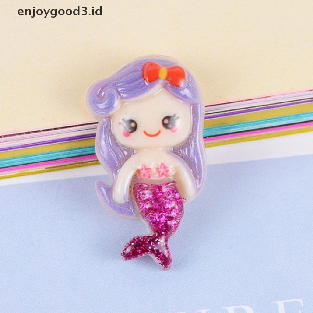 [Rready Stock] 10pcs/lot Kartun Resins Flatback Resin Cabochon Kawaii Mermaid Cabochons (ID)