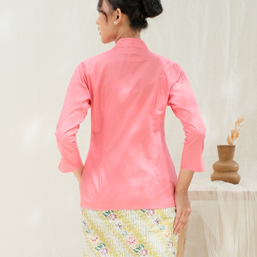 Kebaya Kutubaru 2 in 1 Lengan 7/8 Meradelima Katun Jepang Magenta