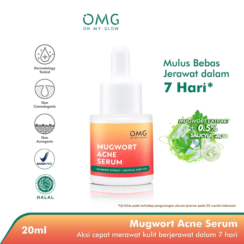 OMG OH MY GLOW Mugwort Acne Serum 20 ml | Serum Wajah Berjerawat BY AILIN