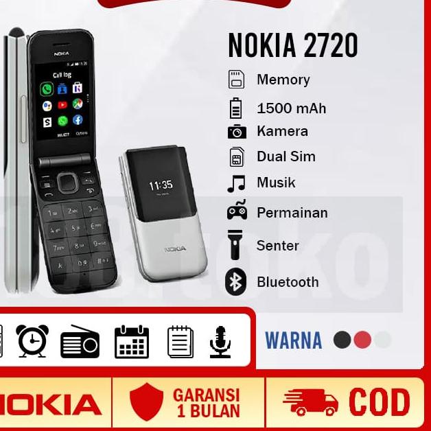 codeZ5l5K NOKIA 2720 FLIP DUAL SIM GARANSI HP JADUL NOKIA JADUL LIPAT