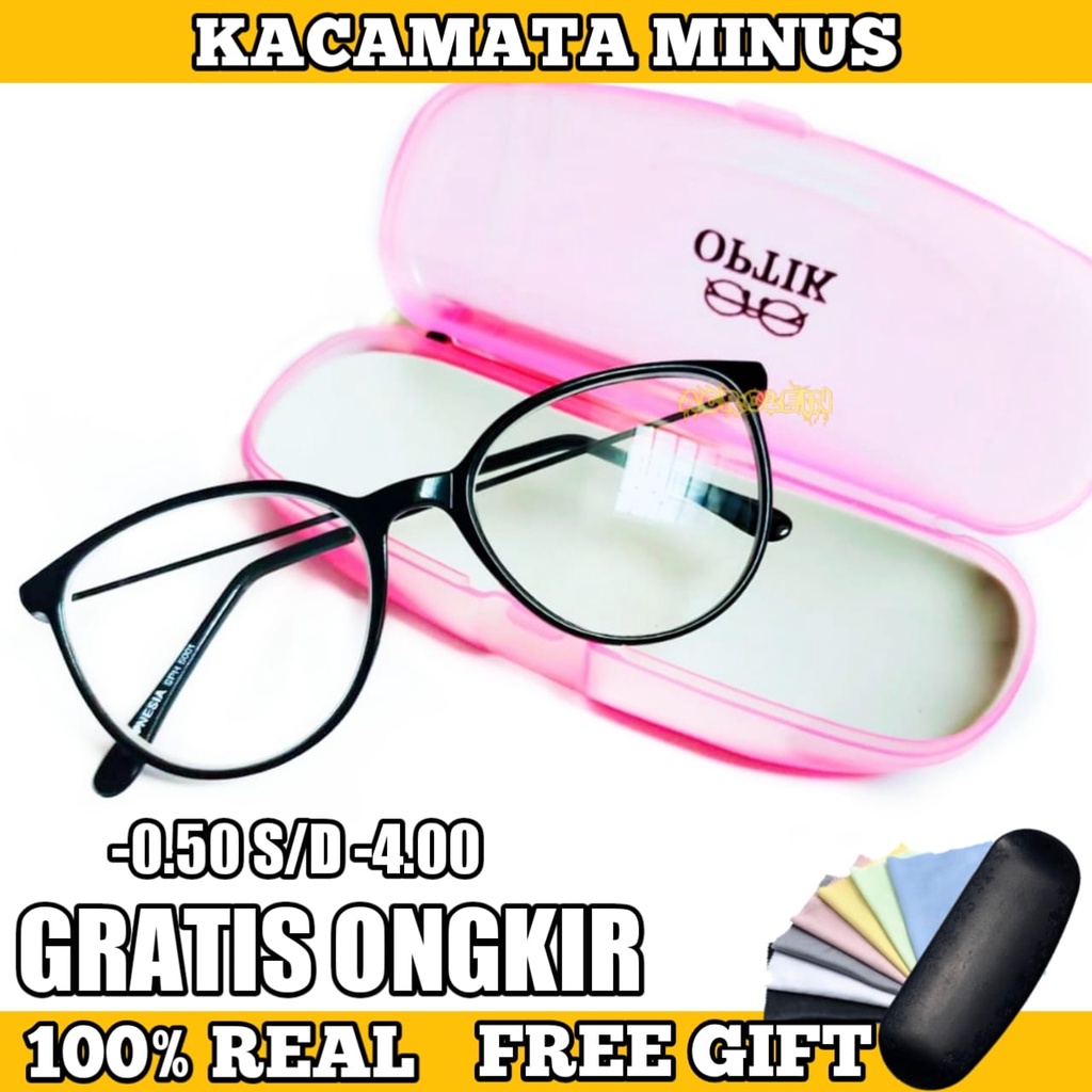 TERMURAH  MINUS - KACAMATA RABUN JAUH -0.50 S/D -4.00 GRATIS BOX DAN LAP WANITA/PRIA UNISEX