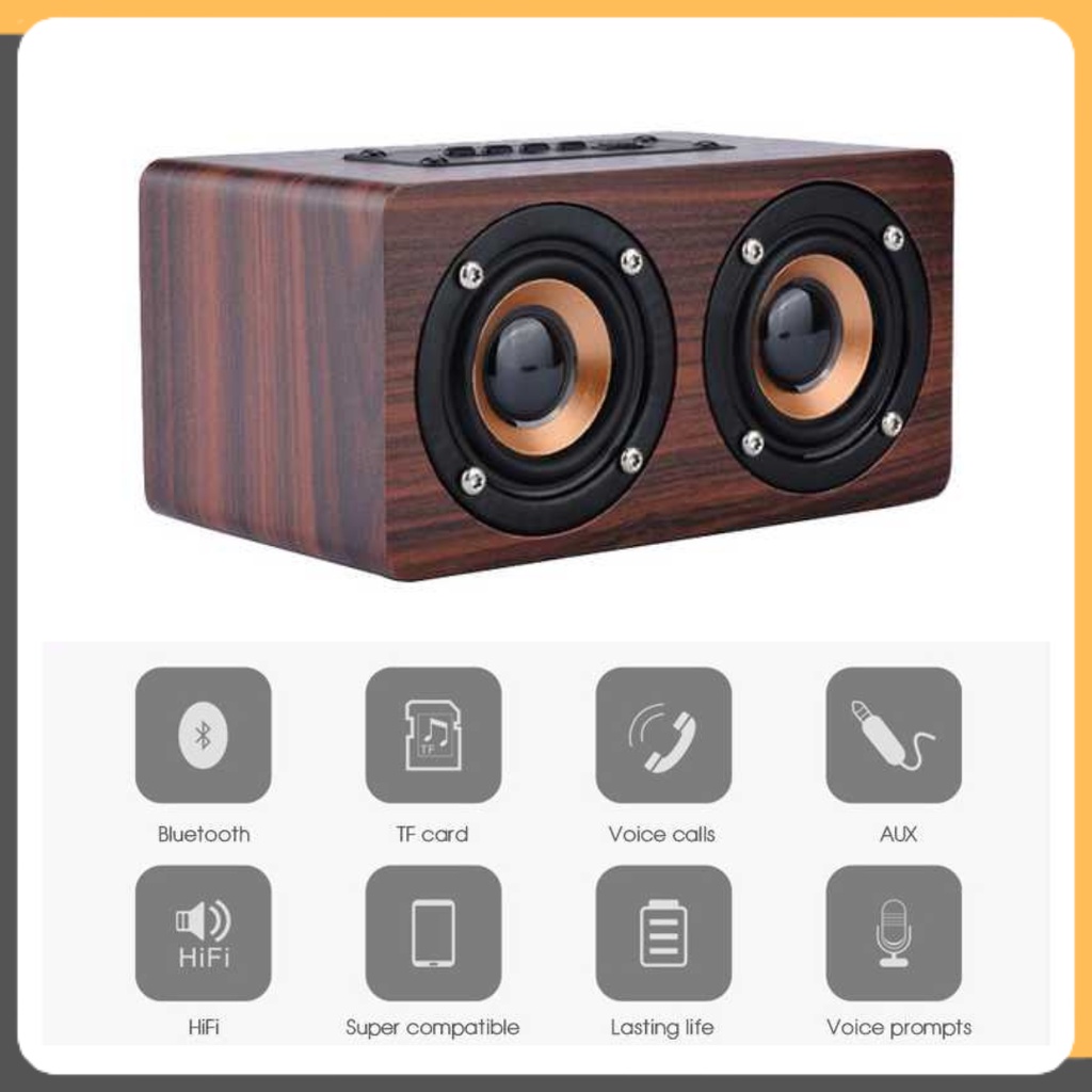 Speaker Bluetooth Kayu Mini Portable Speaker Stereo Subwoofer