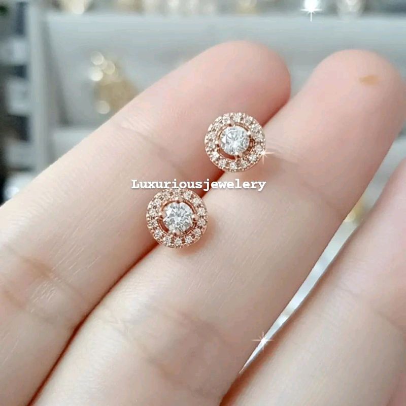 Anting Rhodium Solitaire model tusuk
