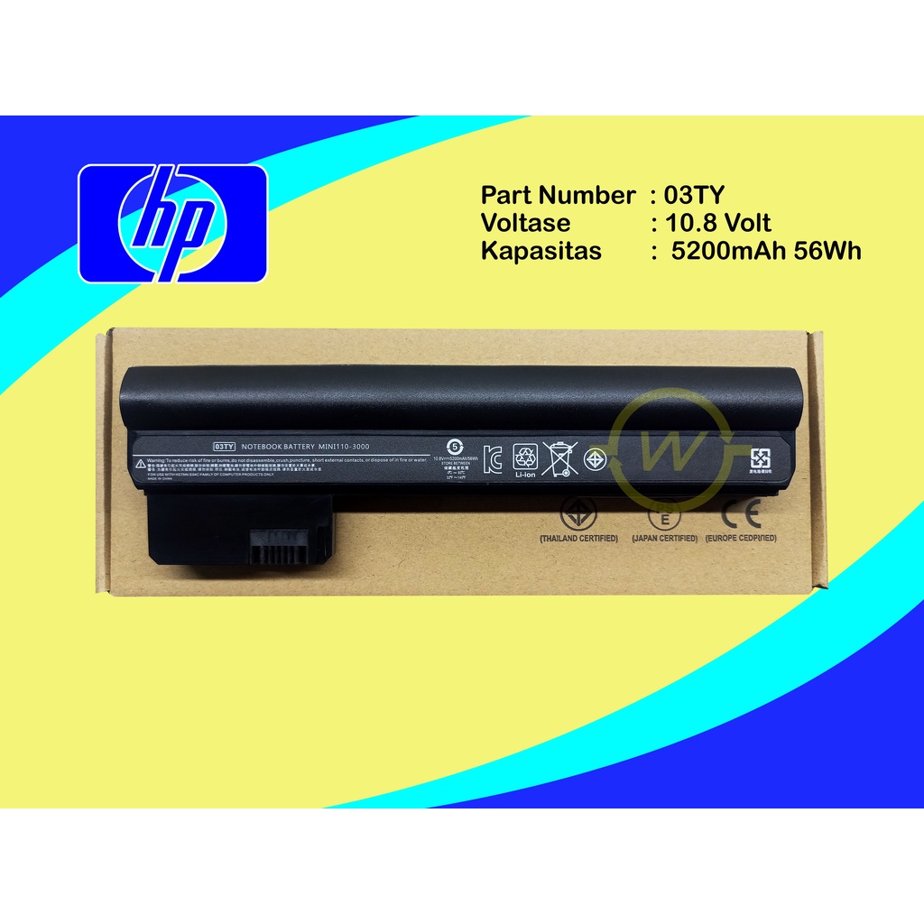 Baterai HP MIni 110-3000 110-3014 Series 03TY HSTNN-E04C Hitam