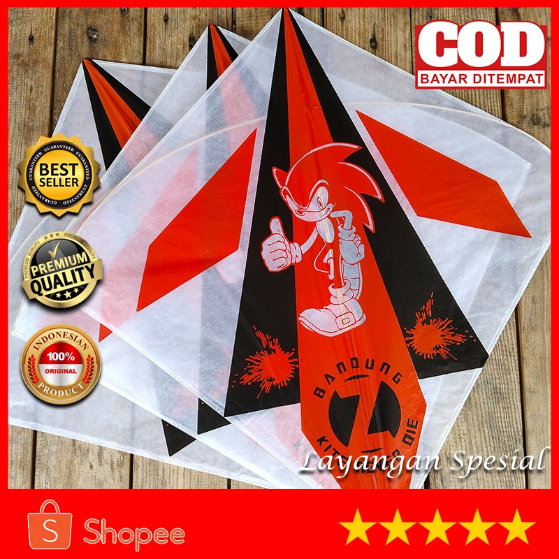 LAYANGAN SUPER SEOT SONIC Z BANDUNG / ISI 10 PCS / BAHAN SABLON KERTAS MINYAK / UKURAN 54