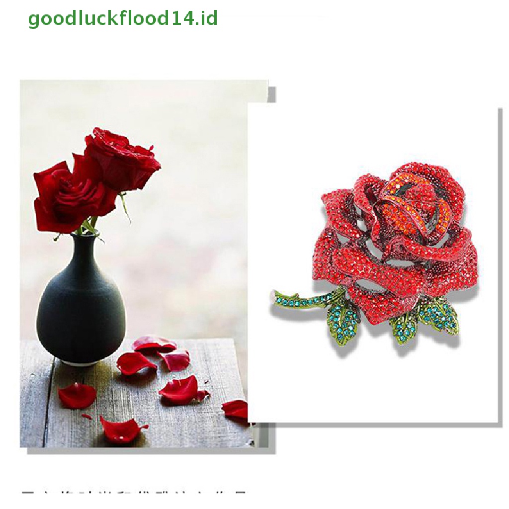 [GOOGFOUR] Perhiasan Pin Bros Mawar Merah Besar Gaya Industri Berat Untuk Hadiah Wanita [TOP]