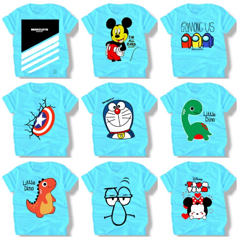 PROMO...!!!BAJU ANAK//KAOS ANAK//PAKAIAN ANAK//KAOS KARAKTER//SUPERHERO//KARTUN//REALPICT//TERLARIS//TERMURAH//USIA 1-9 TAHUN//TERLUCU//BIRU BABY