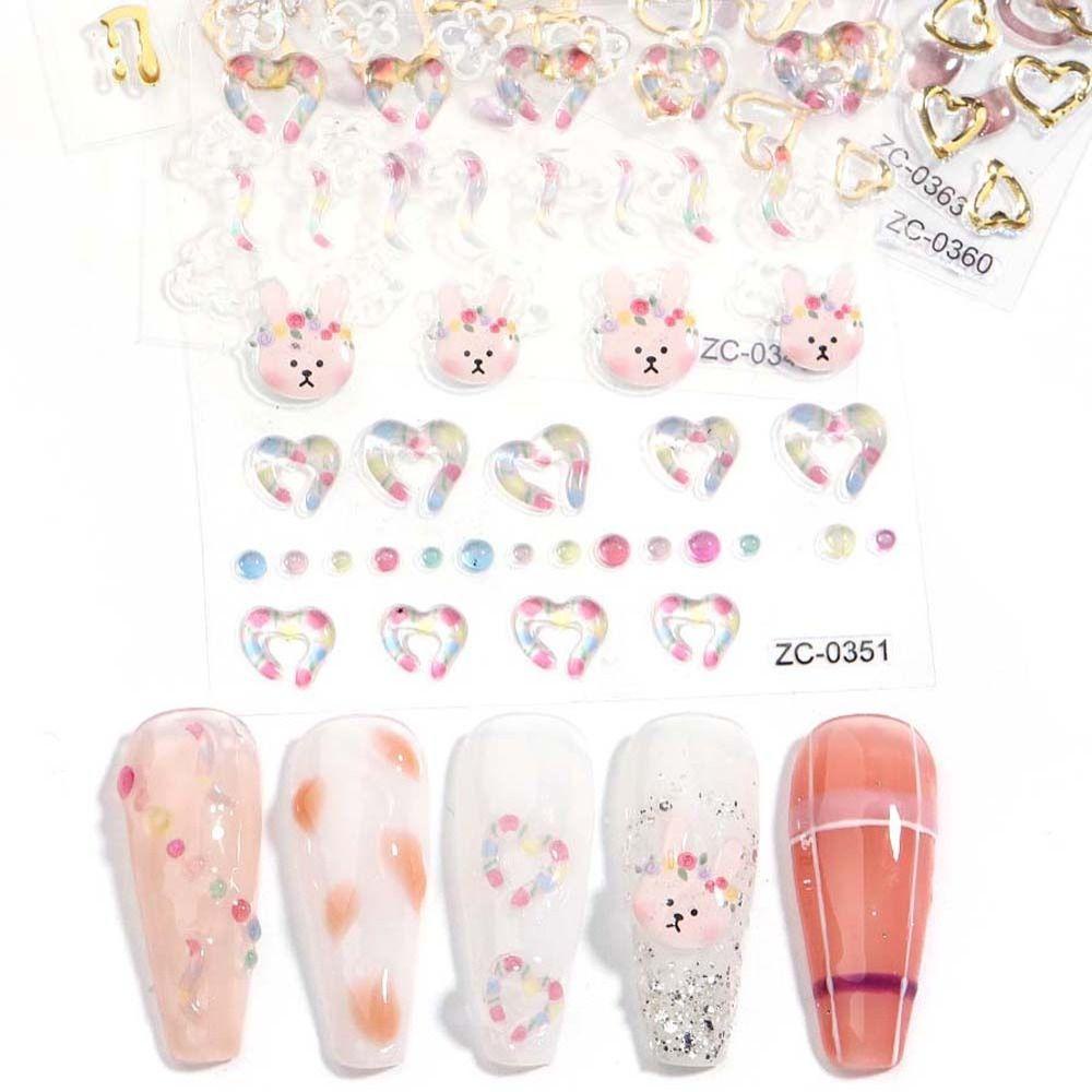 MXBEAUTY Stiker Kuku Hati Wanita Fashion Stiker Perekat Lembut Berbentuk Tidak Teratur Kupu-Kupu Manikur Aksesoris Nail Art Dekorasi