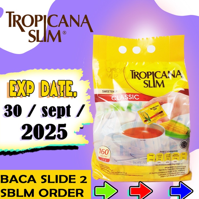 

TROPICANA SLIM CLASSIC 160 SACHET X 2,5 GRAM mantap gula tropicana