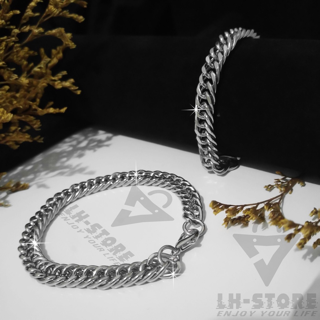 Gelang Tangan Couple Pria Wanita Rantai Dauble Lebar Berlapis Emas Aesthetic Terbaru Anti karat