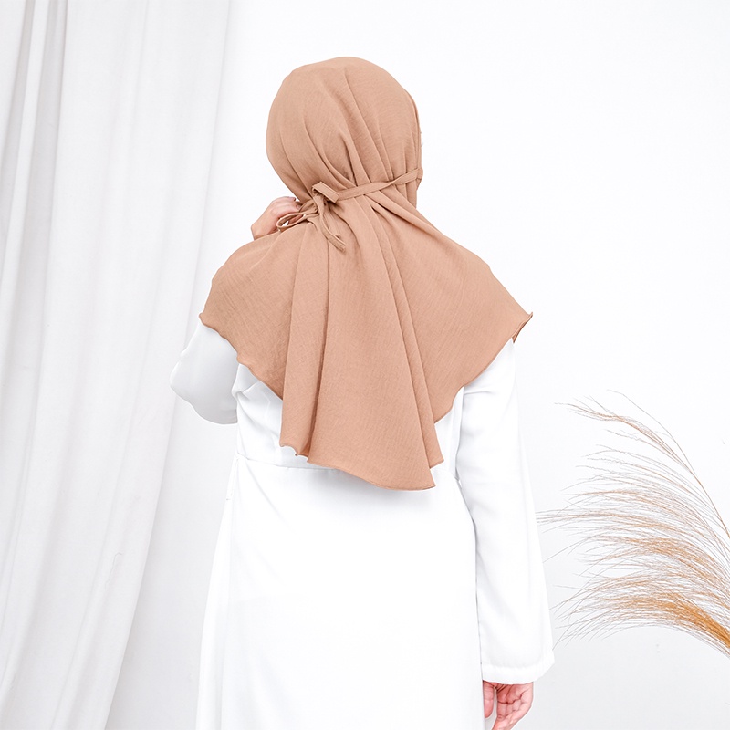 Hijab Bergo Maryam Pinguin Crinkle Airflow Size L / Jilbab Instan Non Pad Non Pet Crinkle Ukuran L