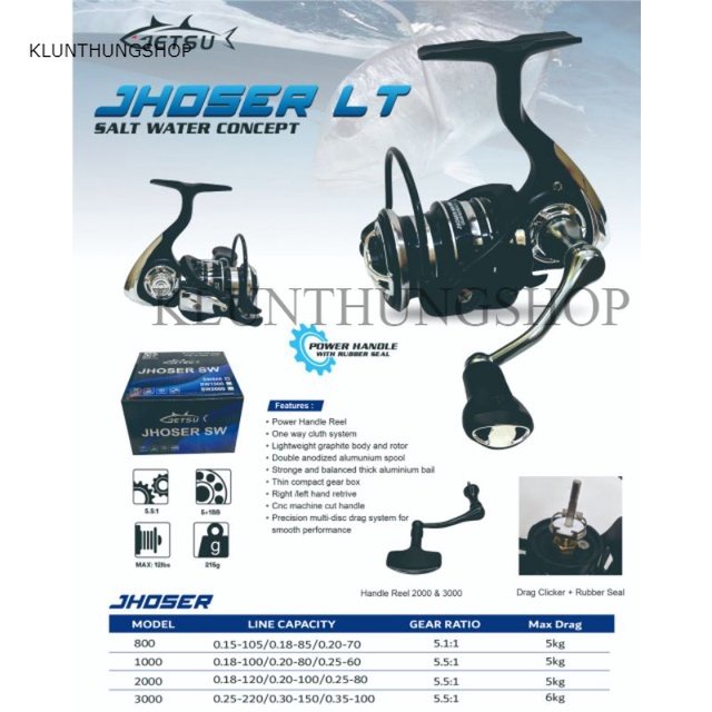KLUNTHUNGSHOP REEL SPINNING POWER HANDLE SALT WATER MURAH GETSU JHOSER LT SW 1000 2000 3000 SMOOTH M
