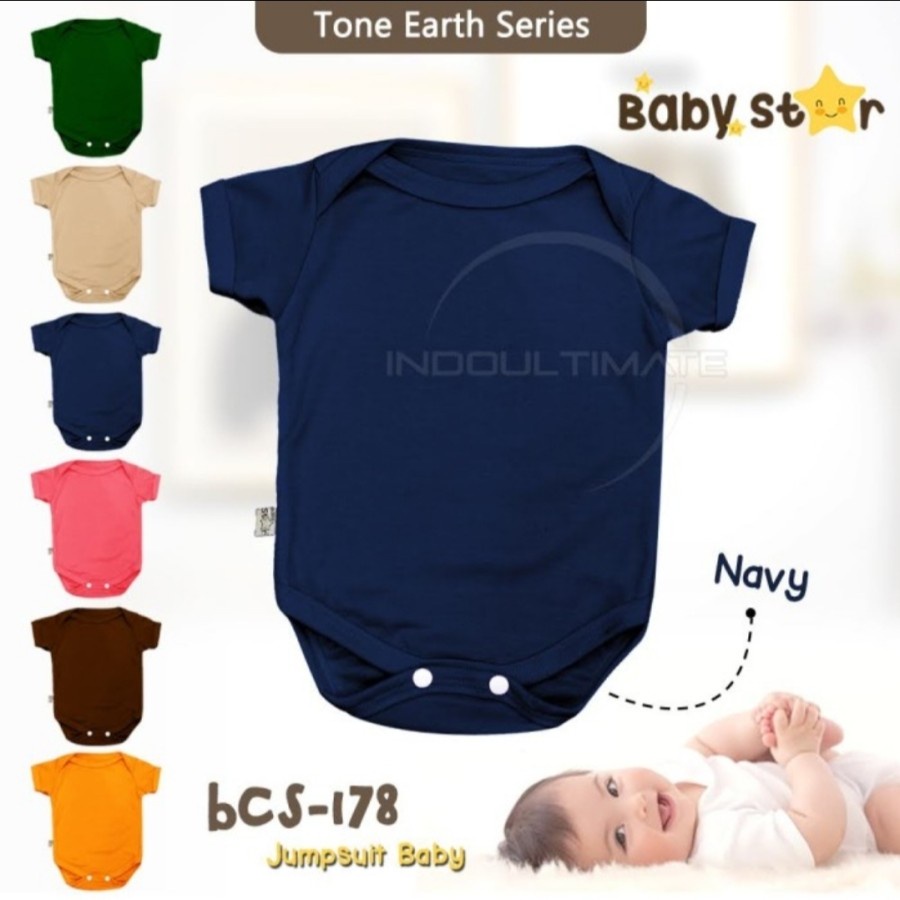 Jumper Bayi Polos Baby Star Unisex Ukuran 0-3m - Baby Jumpsuit Unisex 0-3m