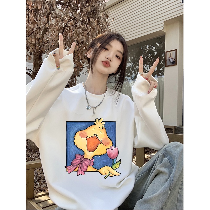 Sweater Oversize Cute Duck Sweater Oversize Korean Style/kaos polos lengan panjang/kaos lengan panjang wanita