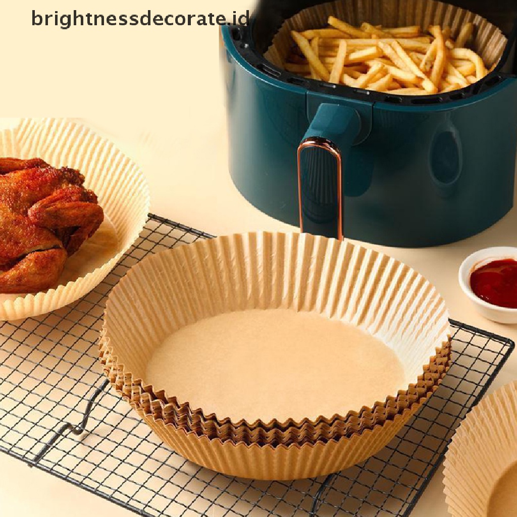 [Birth] 25/50pcs Air Fryer Kertas Sekali Pakai Liners Basket Non-Stick Oil-Proof Parchment Round Airfryer Baking Paper Aksesoris Dapur [ID]