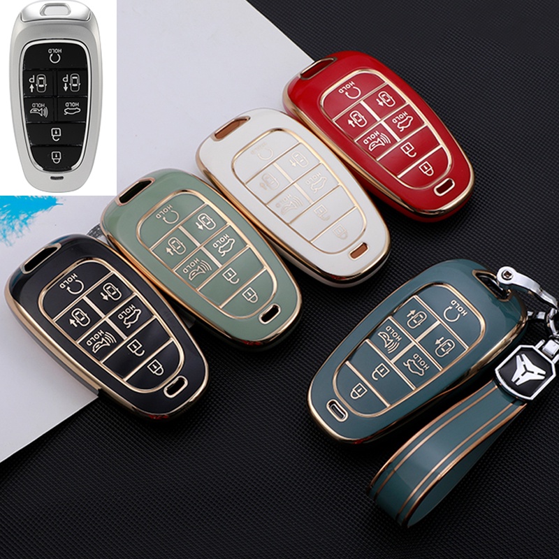 Tpu Mobil 7tombol Key Case Cover Shell Untuk Hyundai Santa Fe Tucson 2022 NEXO NX4 Atos Solaris Prime2021