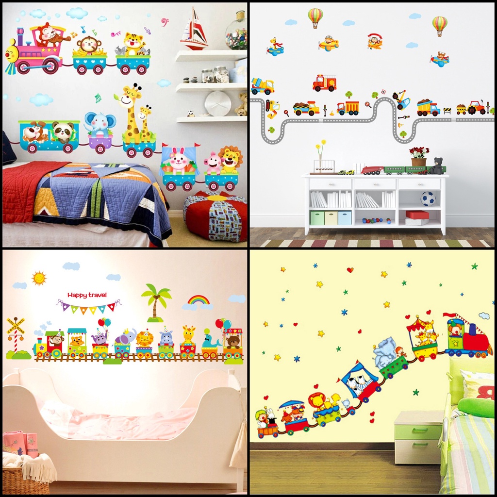 Reliza Wallsticker Wall Sticker Planet Tata Surya Transportasi Mobil Truck Bus Anak LDR37