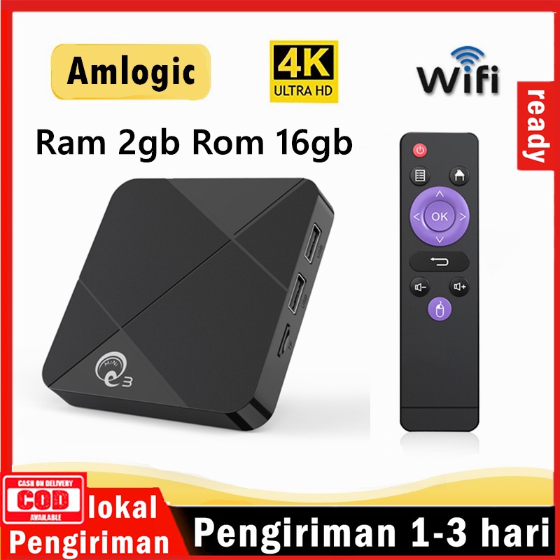 Mini Q3 Tv Box STB Ram 2GB ROM 16GB Amlogic Android 11.1 Support Wifi Mini Q3 4K Android Smart Tv Bo