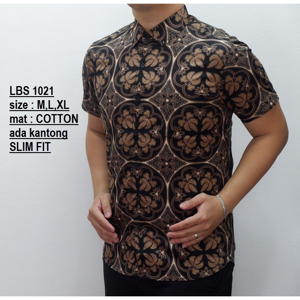 Baju Batik Pria Slimfit Kemeja Lengan Pendek Slim Fit LBS 1021