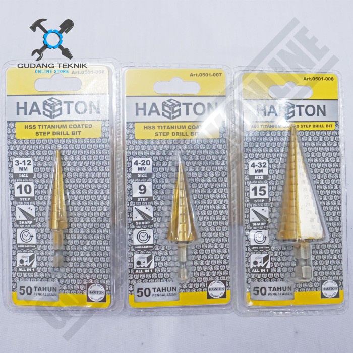 Mata Bor Pagoda Step 3-12mm 4-20mm 4-32mm HASSTON PROHEX / HSS Titanium Coated Step Drill 3-12 4-20 4-32 mm HASTON