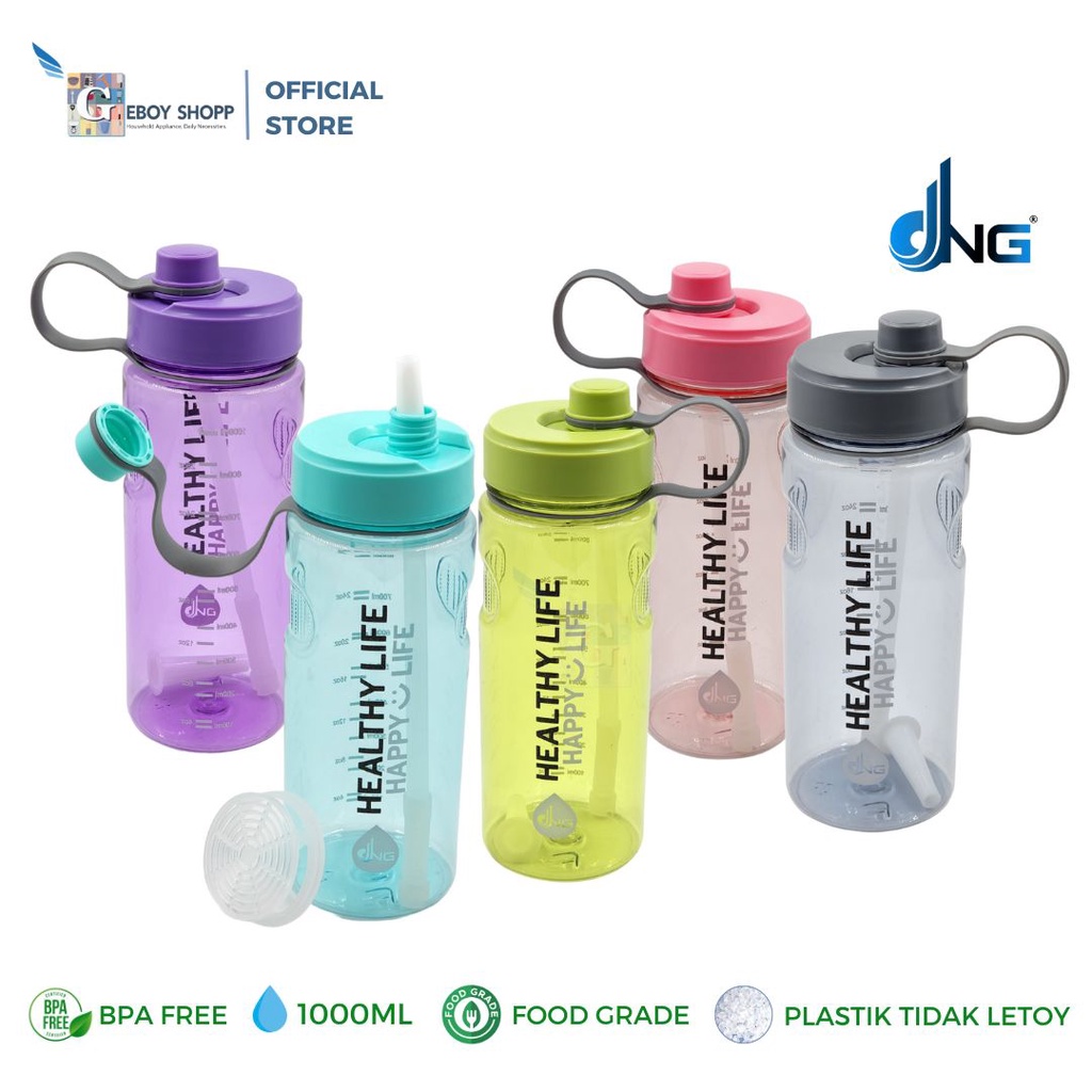 Botol Minum / Tempat Minum / Botol Air Healthy Life Happy Life 1Liter BPA FREE FOODGRADE