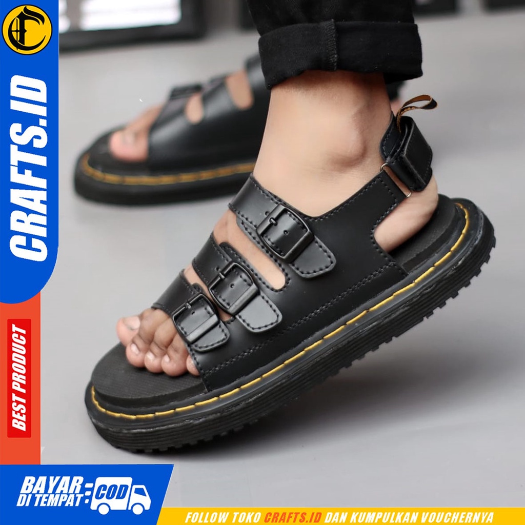 CRAFTS zangief - Sepatu Sandal Bustong Casual Sendal Slop Docmart Pria Hitam