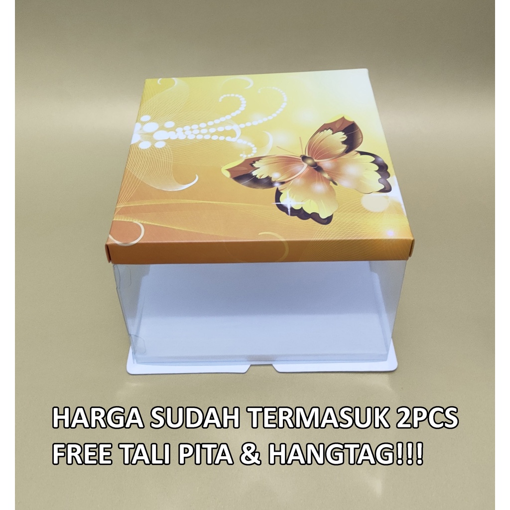 

Kotak kue tart mika, gift box, hampers. HARGA SUDAH TERMASUK 2PCS BONUS FREE TALI PITA DAN HANGTAG