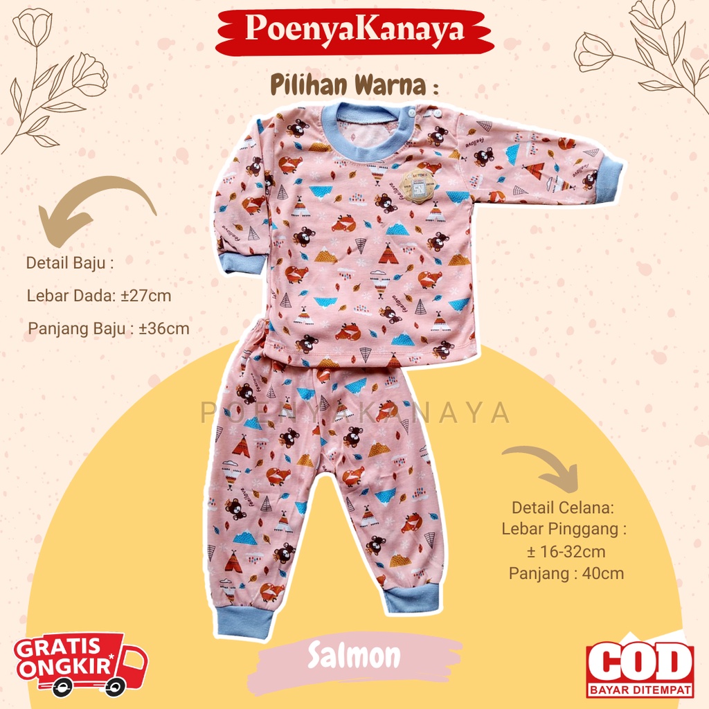 Setelan Baju Bayi Piyama Bayi PANJANG OBLONG PRINTING Saffenda SNI 6-12 Bulan SPY198