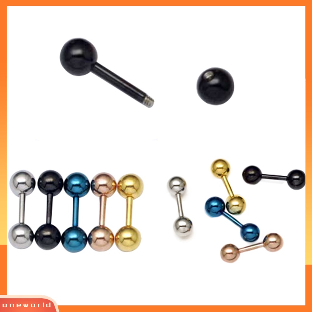 {oneworld} Ear Studs Anting Barbel Bola Punk Pria Simple Tahan Aus Untuk Pacaran