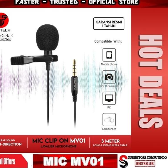 ✯ Fantech Mic Clip On MV01 Lavalier Microphone ✦