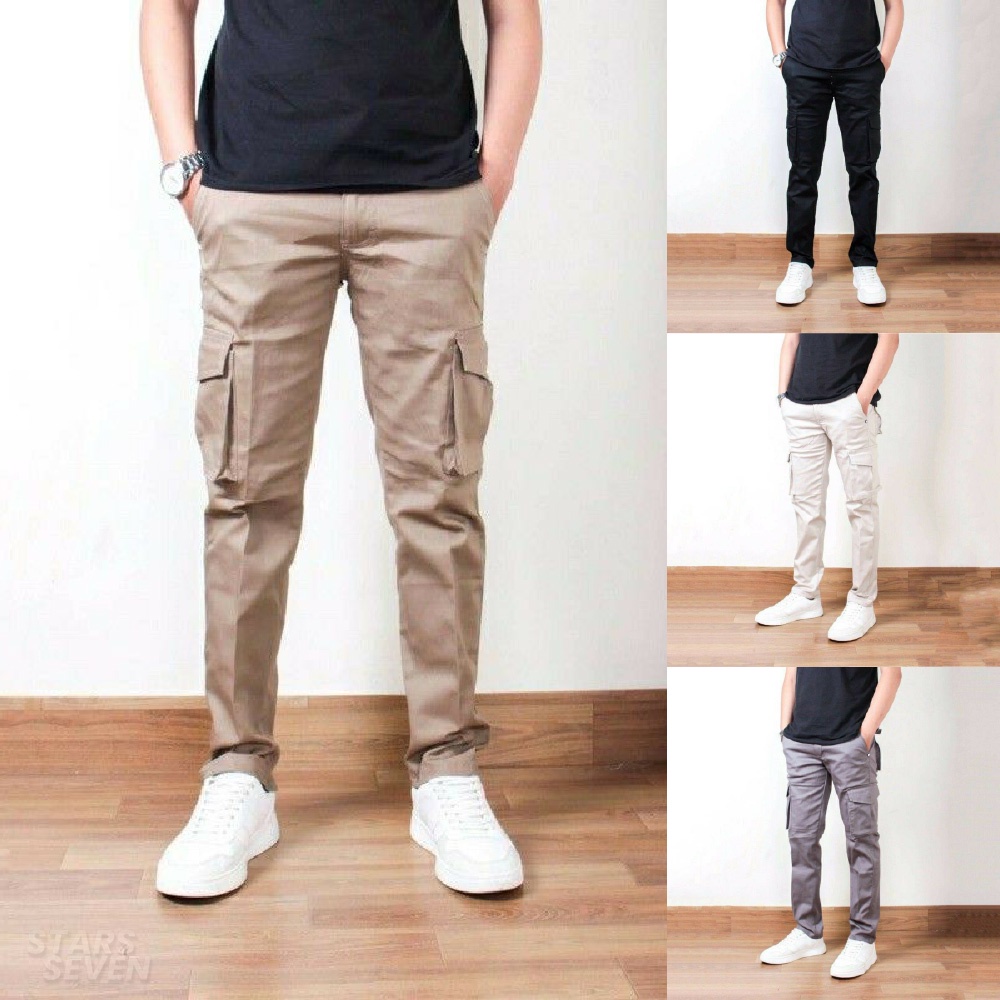 ORIGINAL STARS SEVEN Celana Cargo Panjang Pria Kargo Slim Fit Big Size Jumbo 27-38 Ready Stock