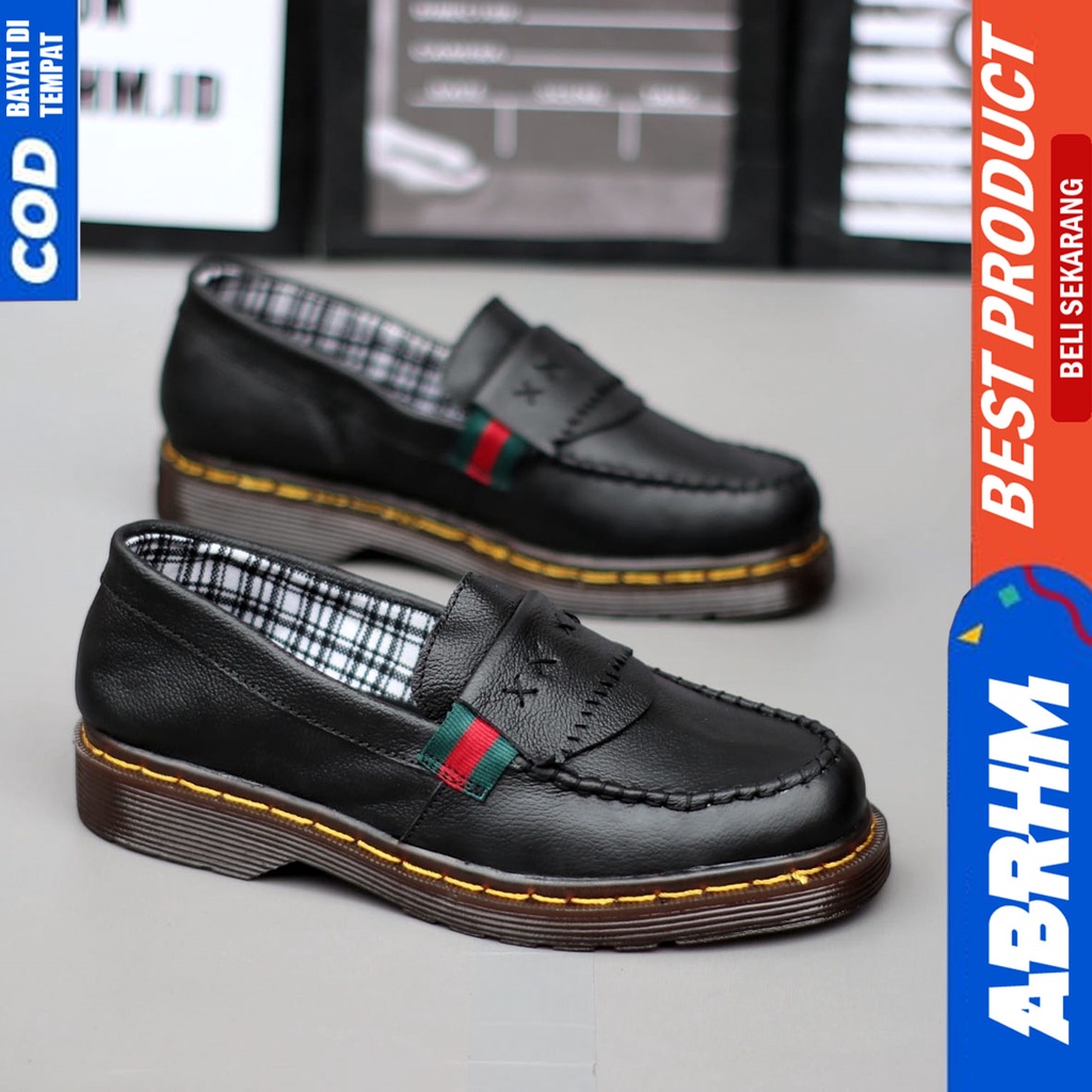 Sepatu Loafers Pria Casual Formal Low Boots Docmart Kerja Kantor Abrhm VIDOC