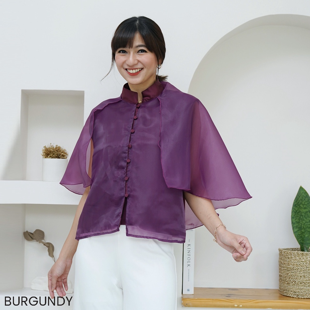 Cap Organza Cenyuvei Atasan Blouse Top Wanita