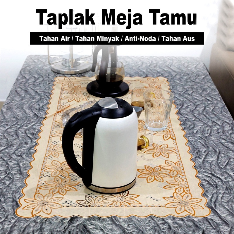 Taplak Meja Tamu Motif Bunga Anti Air Ukuran 40x83cm Bahan PVC Tebal Perlengkapan Dekorasi Rumah Import Taplak Meja Ruang Tamu Plastik PVC Tahan Air / Taplak Meja Tamu Sofa Motif / Taplak Meja Tamu Anti Air / Taplak Meja Tamu Import