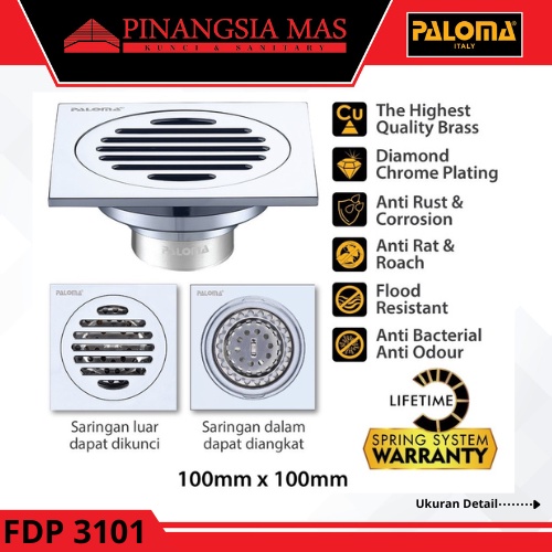 PALOMA FDP 3101 Floor Drain Anti Bau Anti Kecoa Saringan Air Kamar Mandi Drain Anti Bau