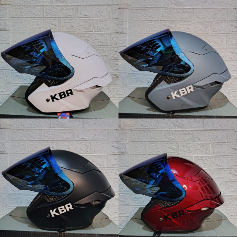 Jual Helm Ttc Kbr kairo New kaca venom blue Helem Half face SNI