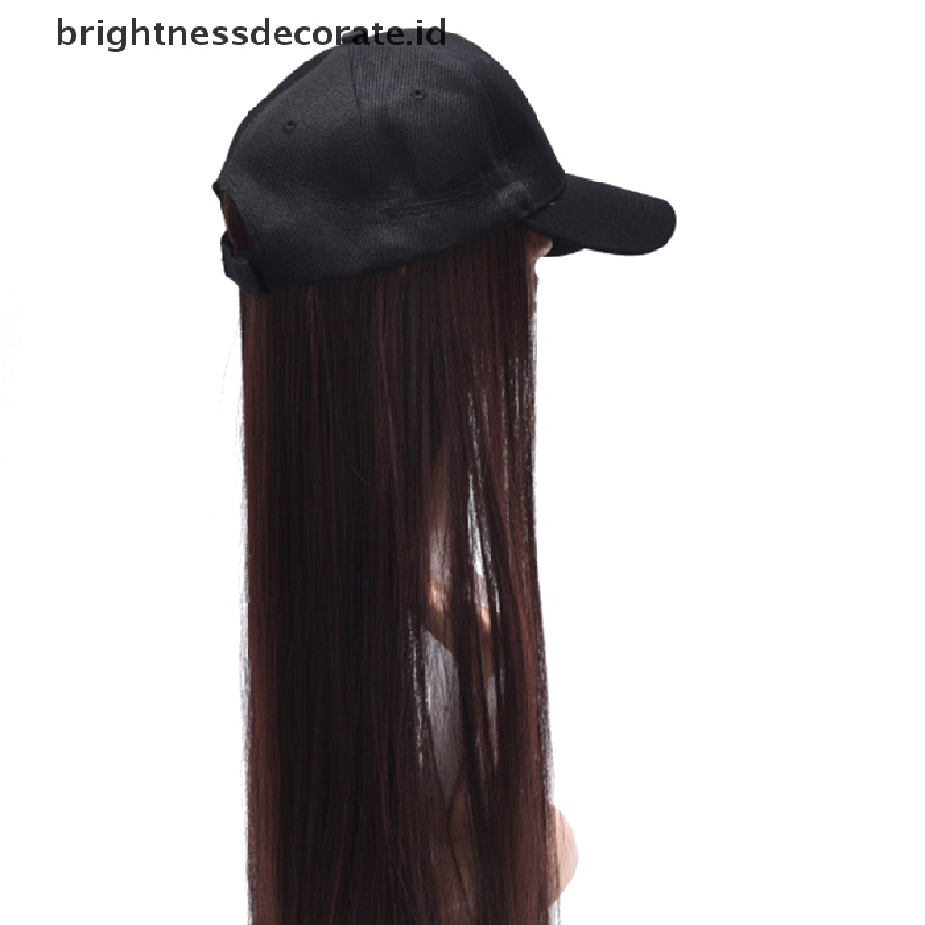 [Birth] Topi Baseball Wanita Wig Rambut Sintetis Fashion Gadis Rambut Panjang Wig Topi Lurus [ID]