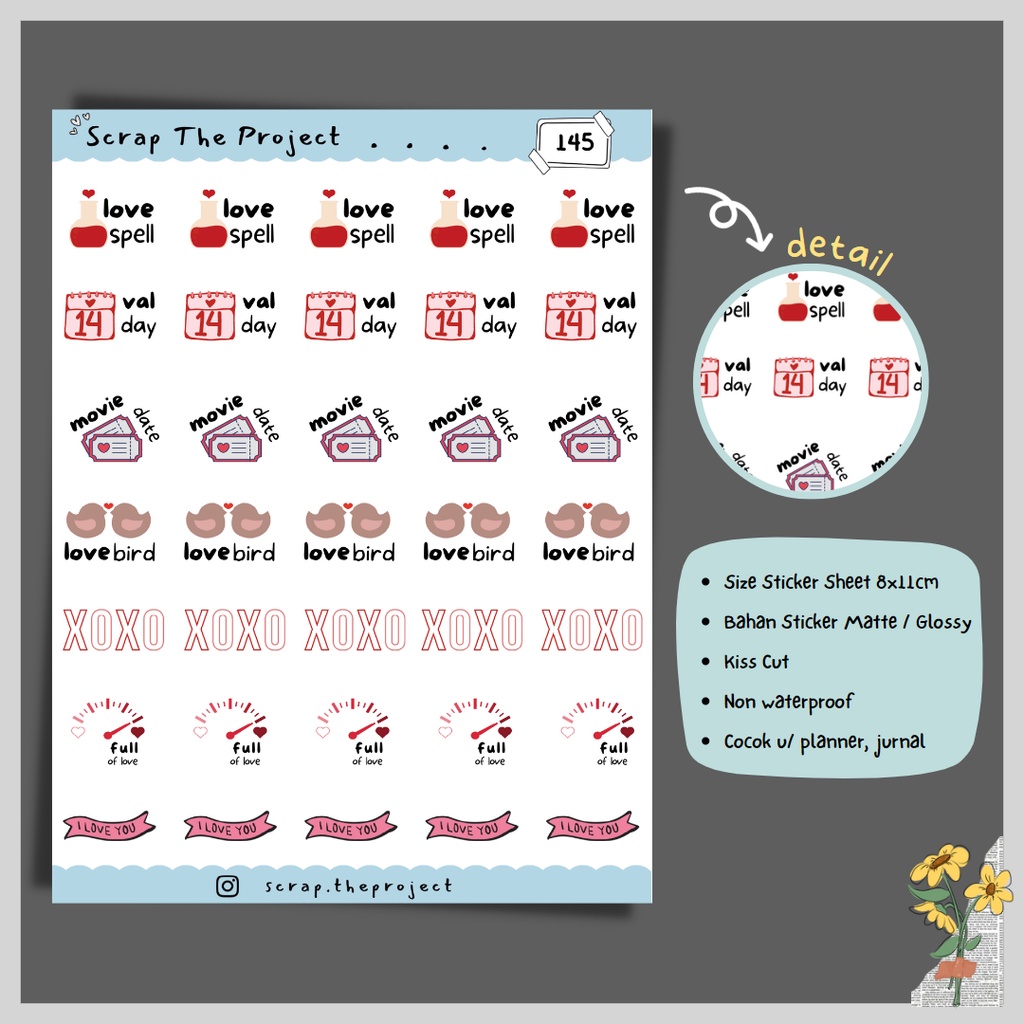 

STICKER PLANNER JOURNAL / STICKER LOVE HAPPY VALENTINE / STP - 145