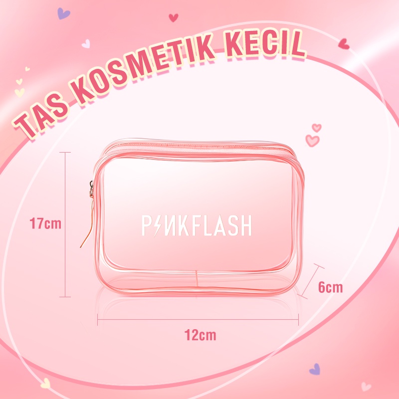 PINKFLASH Stylish Practical Cosmetic Bag Wash Bag Transparent Thickened PVC Material Wear-resistant Pressure-resistant Waterproof Moisture-proof Multi-purpose