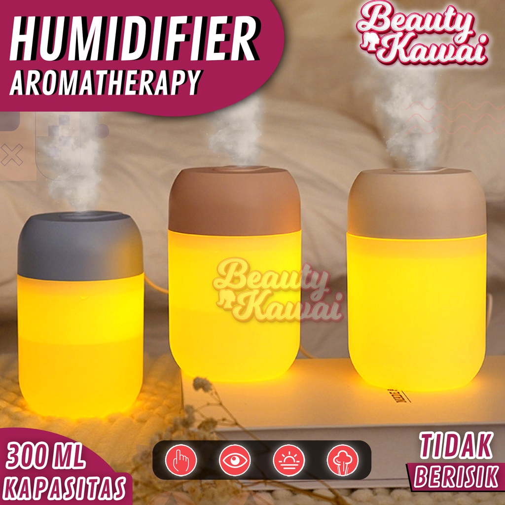 Diffuser Humidifier Mini LED Pembersih Udara Mobil Lampu Malam Portabel