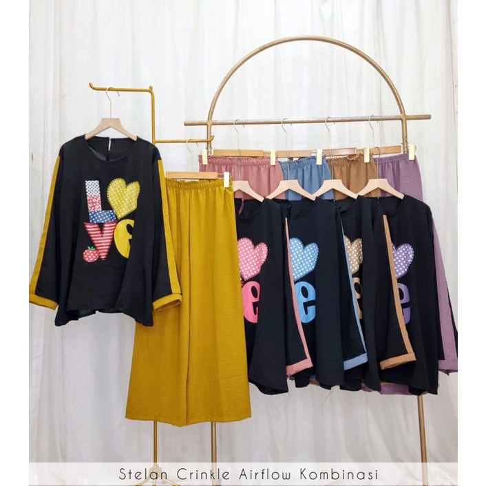 VANISA SET CRINKLE PREMIUM LD 110 // VANISA SETELAN POLOS KOMBINASI PRINTING // VANISA ONE SET CRINK