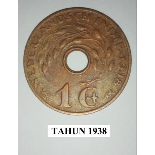Uang Kuno Indonesia. 1Cent NEDERLANDSCH INDIE Tahun 1938