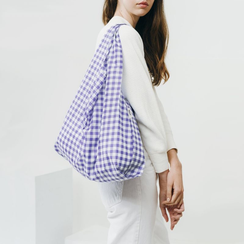 PURPLE SQUARE SHOPPING BAG MEDIUM / TAS BELANJA MOTIF UNGU