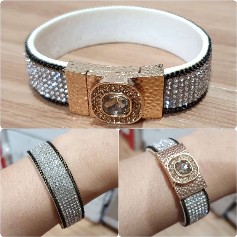 Gelang Kulit mata kilau Premium Quality Gelang magnet Branded Band Real Pict Premium Quality Anti karat anti alergi  029