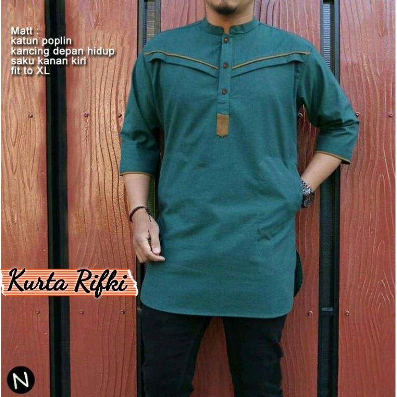 Baju Kemeja KURTA Koko Pria Laki Muslim Lengan 3/4 Bahan Katun Ukuran S M L XL XXL 3XL JUMBO Premium